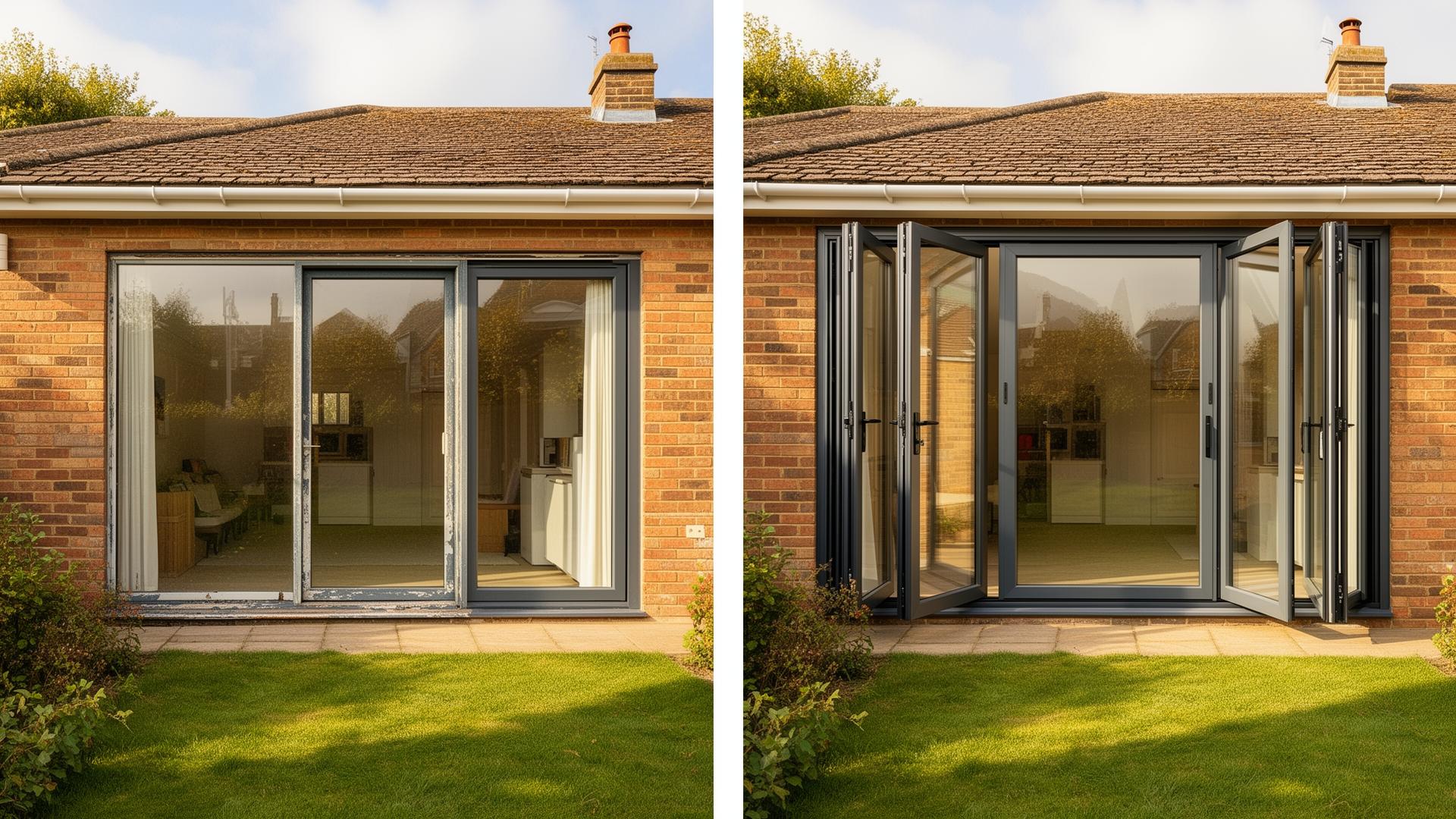 Before and after — modern bifold door installation
