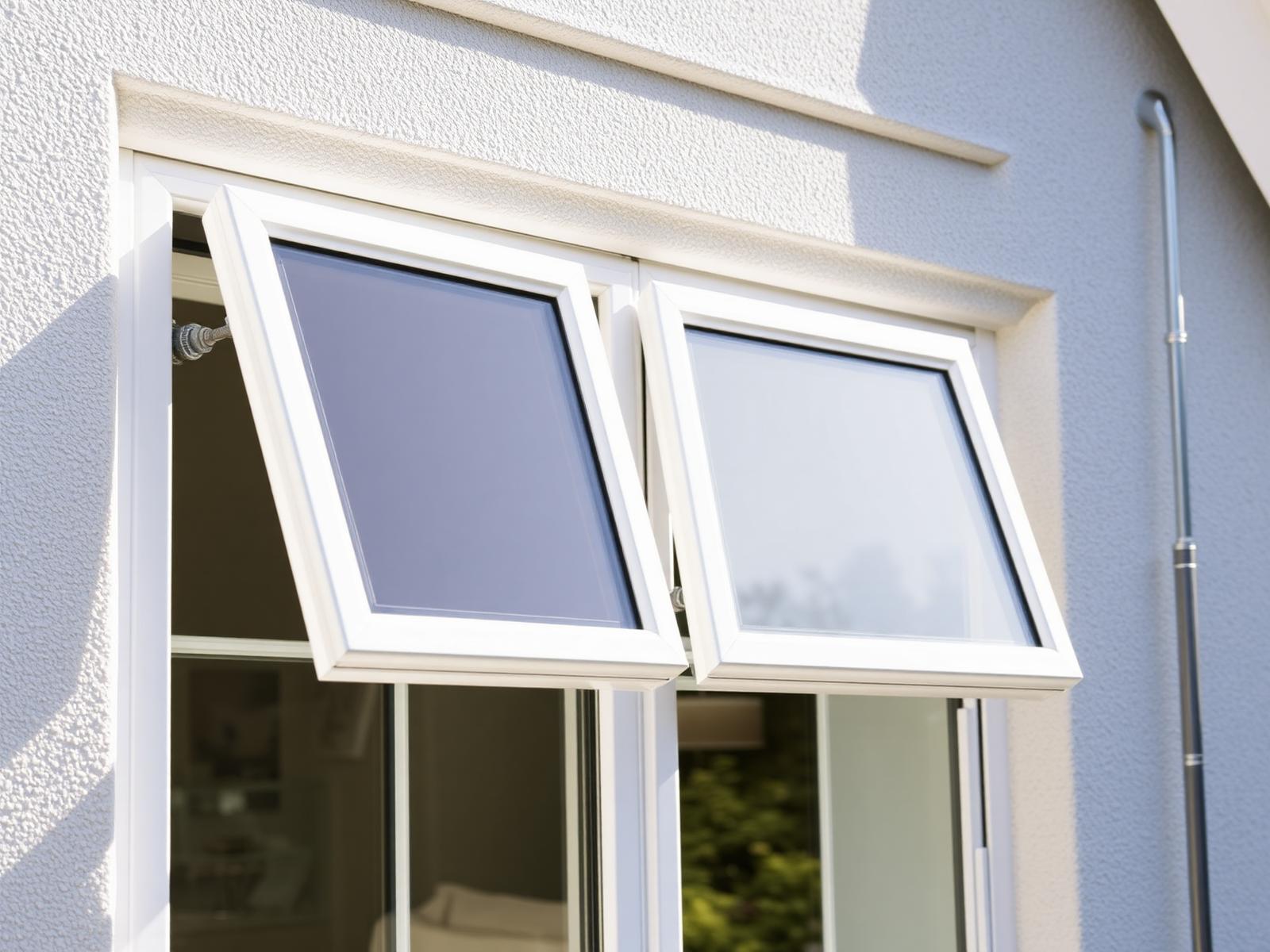 Modern anthracite double glazed casement window after installation